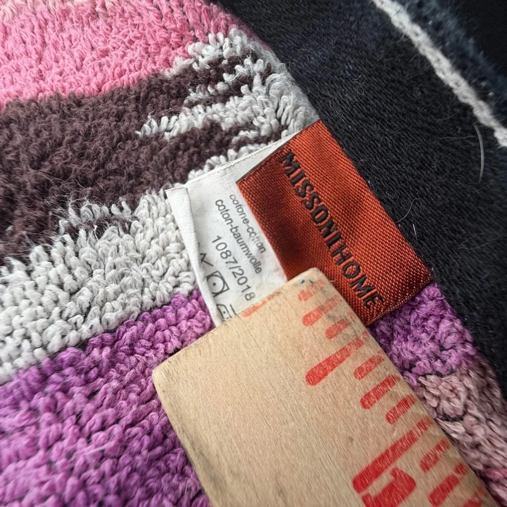 Missoni Home Bath Towel 37x54 Multicolor Yari Ikat Zigzag Cotton Design Italy‎